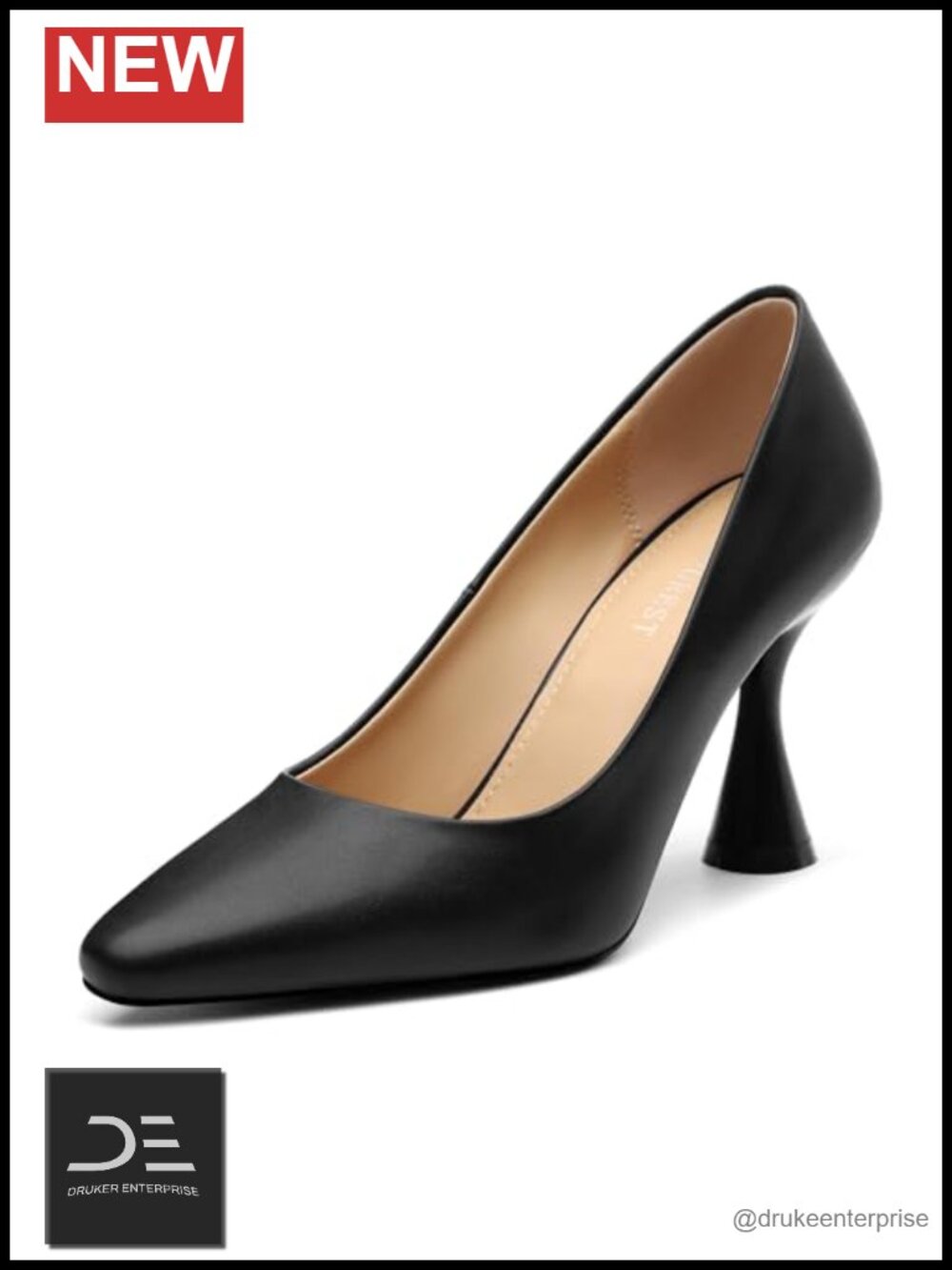 SHOWFOREST Square Toe High Heel Pumps for Women Faux Leather 3.5" Heel